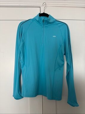 Light Blue Womens Champion Quarter-Zip Performance Top
